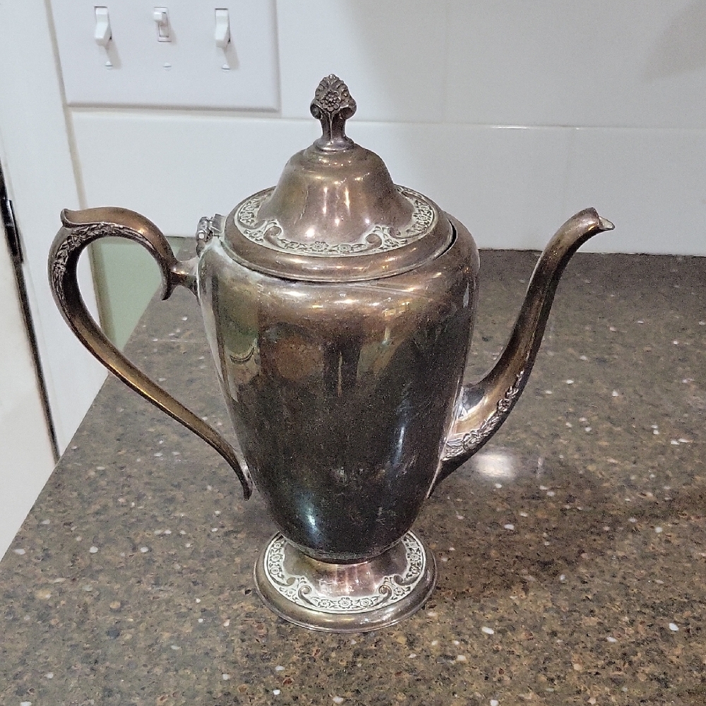 Elegant Silver Teapot with Intricate Design